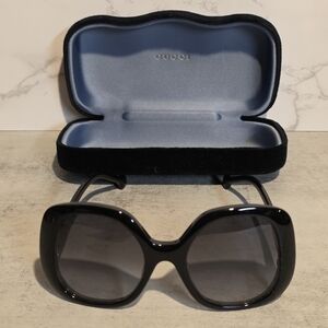 GUCCI GG1235S 001 Black 55-22-140 Sunglasses With Case Authentic